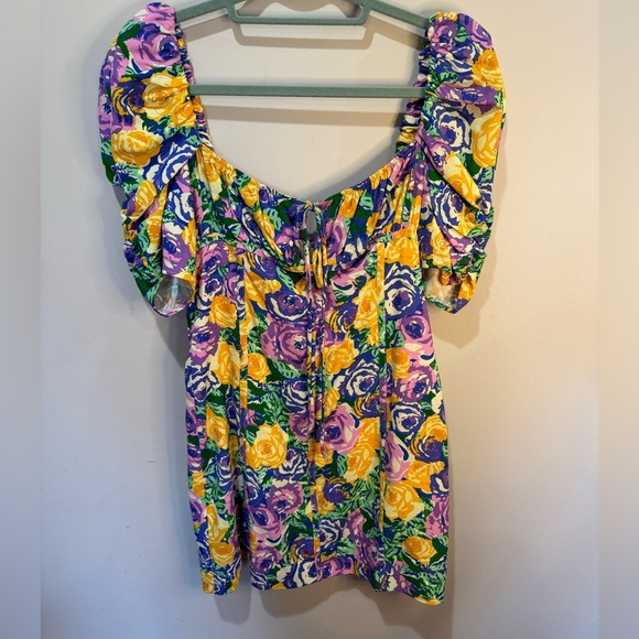 Zara Dresses & Skirts - Zara Purple Floral Corset Style Blogger Favorite Dress Sz M